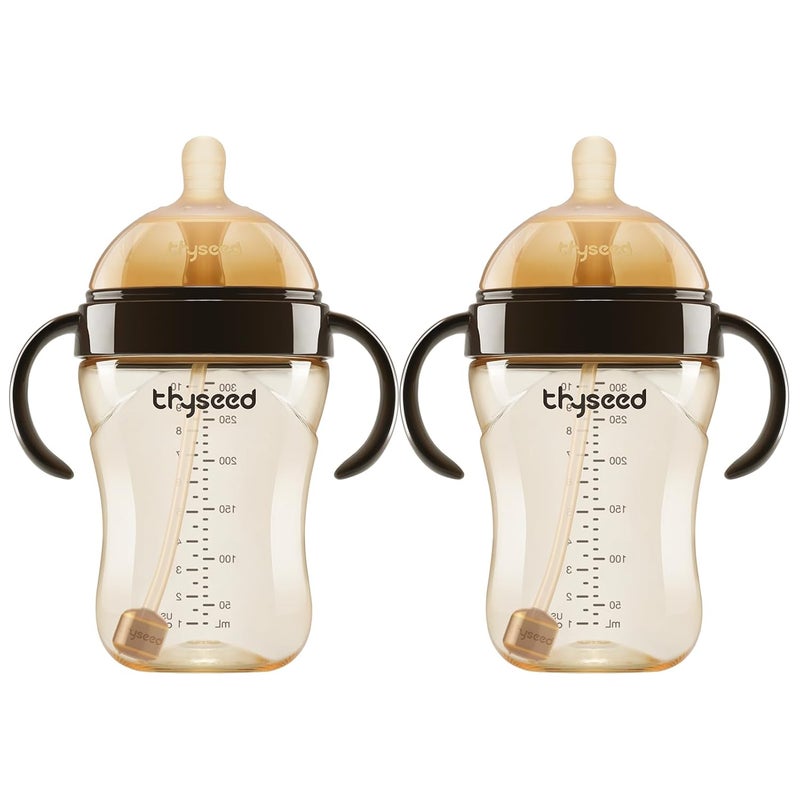 thyseed PPSU Natural Breast-Like Bottle with Nipple(10 Months+),10oz，2pack - Image 1